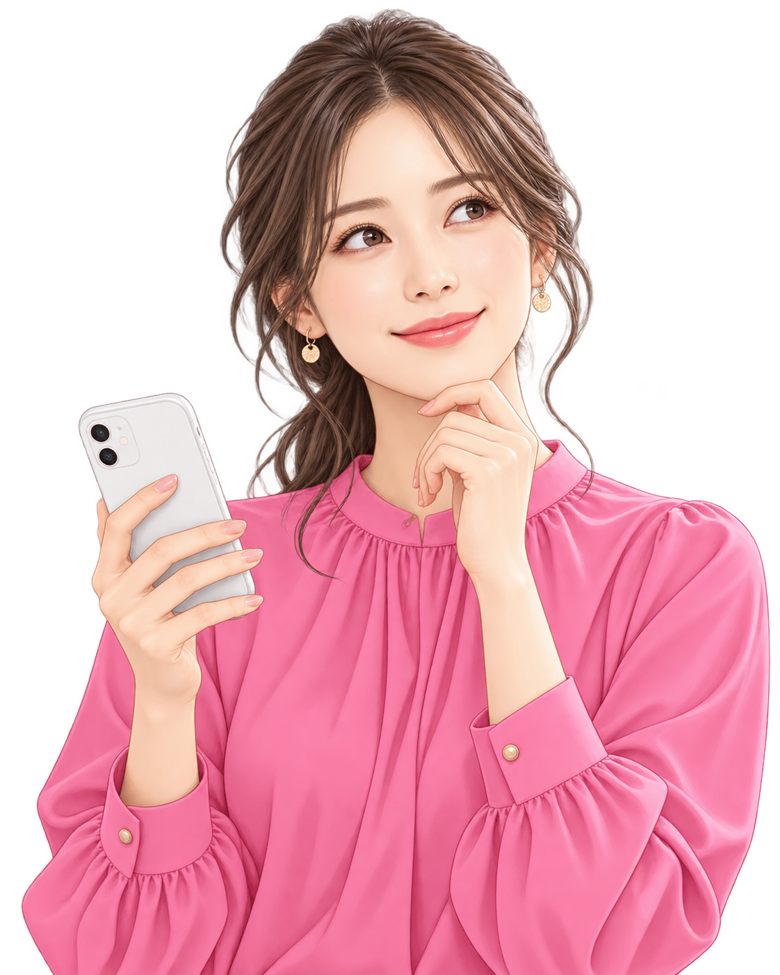 スマートフォンでイベントを探す女性のイラスト